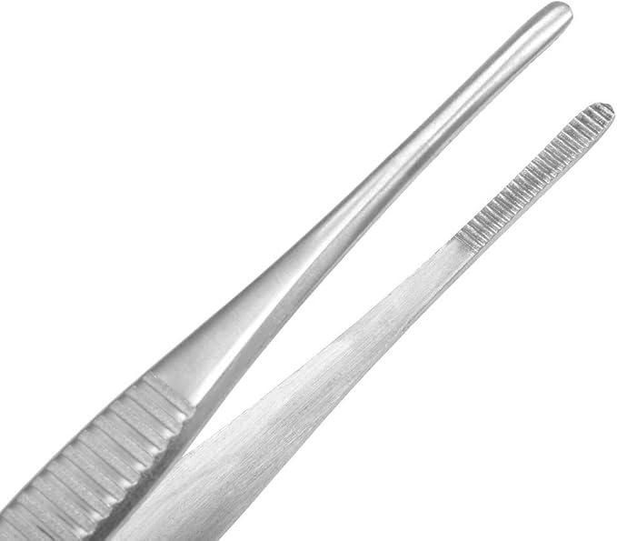 5-1/2 Inch Stainless Steel Tweezers with Straight Serrated Tip Multipurpose Forceps for Craft Repairing 2 Pack