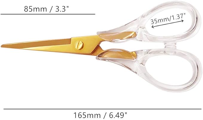 NatSumeBasics Gold Scissors Clear Acrylic Scissors 6.5" Craft Office Professional Shears for Home School Office Desk Accessories Stationery Supplies (Clear Gold)