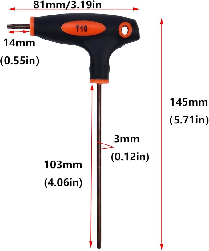 Antrader T10 Torx Screwdriver,Anti Tamper Proof Torx Key,S2 Steel T-Handle Dual End Wrench-1Pcs