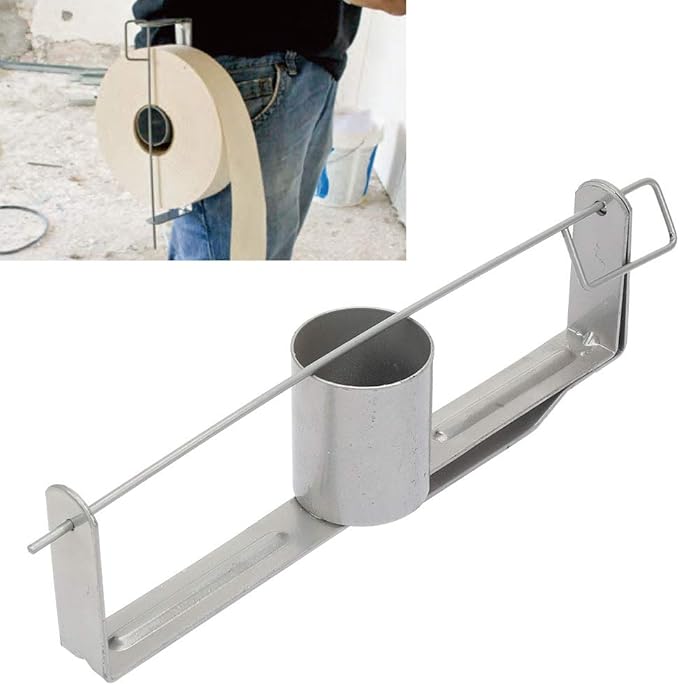 Drywall Tape Dispenser, Heavy-Duty Iron Tape Holder Reel with Belt Clip for Paper Tape, Large Capacity Metal Roll Holder for Drywall Tool Corner Beading