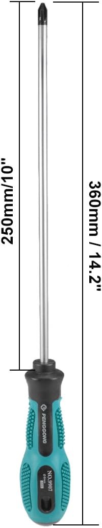 uxcell #2 Phillips Screwdriver 10 Inch Round Shaft Non Slip Comfortable Handle