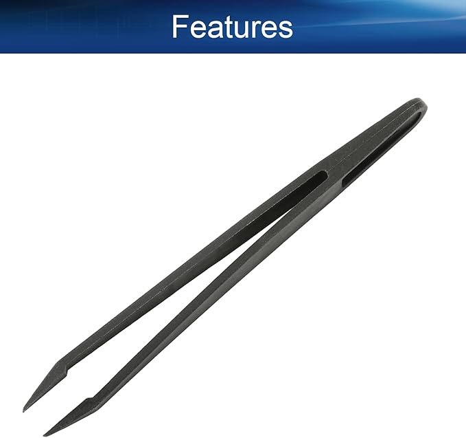 Auniwaig 20pcs Precision Plastic Tweezers, Slant Point Tip Anti-Static Tweezers for Jewelry Craft DIY Beauty Electronics Repair Tool, (4.7 Inch, Black02)