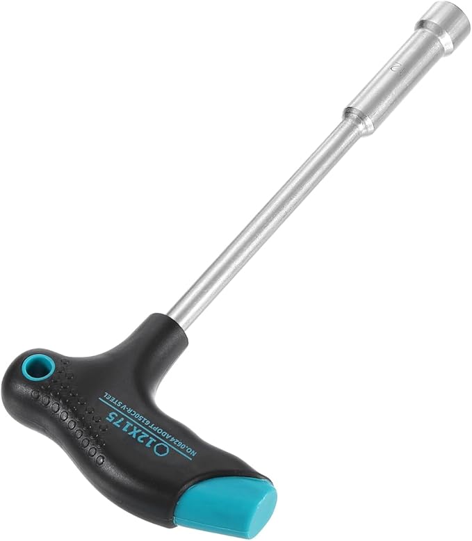 HARFINGTON T-Handle Metric Nut Driver 12mm Dia 175mm Shank 6 Point Hex Socket Screwdriver with Non-Slip Handle for Tightening and Loosening Fasteners