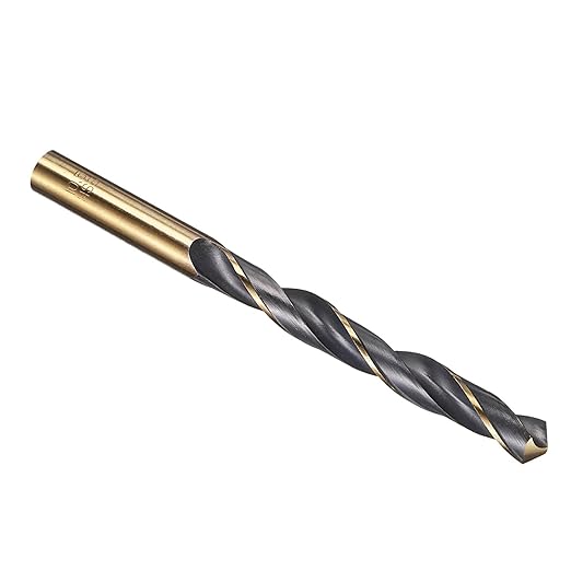 PATIKIL 10.5mm Drill Bit, Jobber Straight Shank 4341 High-Speed Steel 118째 Black and Gold Finish for Medium-Hard Metal Steel Acrylic - 1 Pack