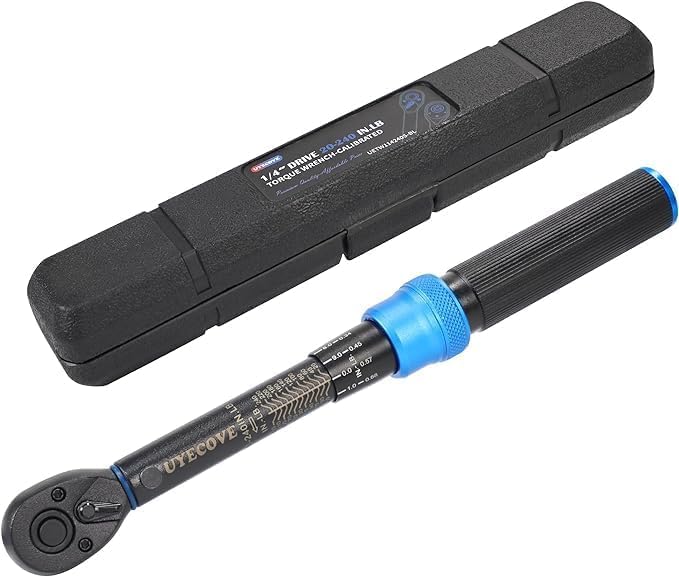 UYECOVE 1/4 Inch Drive Click Torque Wrench 10-50 IN-LB,Dual-Direction Click Professional Torque Wrench 10-50IN.LB/1.1-5.7N.M, Dual Range Scales Graduated in FT.LB and N.M, Blue