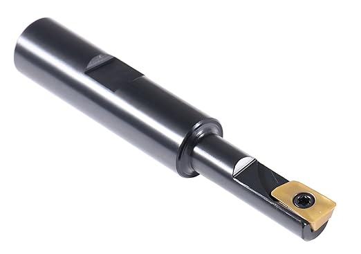 Accusize Industrial Tools 3/8'' 90 Deg Square Shoulder Indexable End Mill with 3'' Overall Length, APKT11T3 Carbide Inserts, 1 Flute, 0056-0912