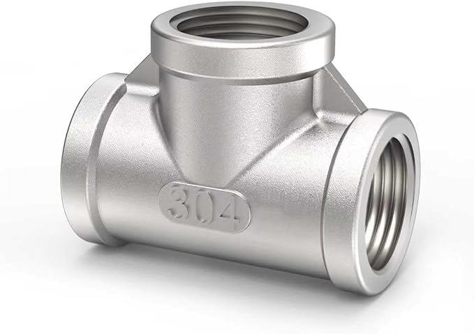ChillWaves 304 Stainless Steel Pipe Fitting, Tee 2" x 2" x 2" NPT Female Thread Adapter(1-PACK)