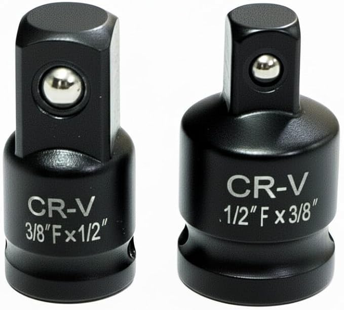 2-Piece Impact Socket Adapter and Reducer Set, 1/2"to 3/8" 竊?3/8"to 1/2" Drive Converter, Heavy-Duty CR-V Steel竊똌echanic Tools for Impact Wrenches and Rachets(2 Pcs)