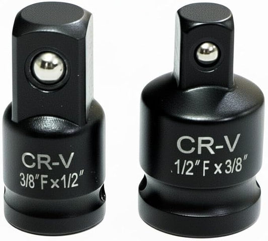 2-Piece Impact Socket Adapter and Reducer Set, 1/2"to 3/8" 竊?3/8"to 1/2" Drive Converter, Heavy-Duty CR-V Steel竊똌echanic Tools for Impact Wrenches and Rachets(2 Pcs)