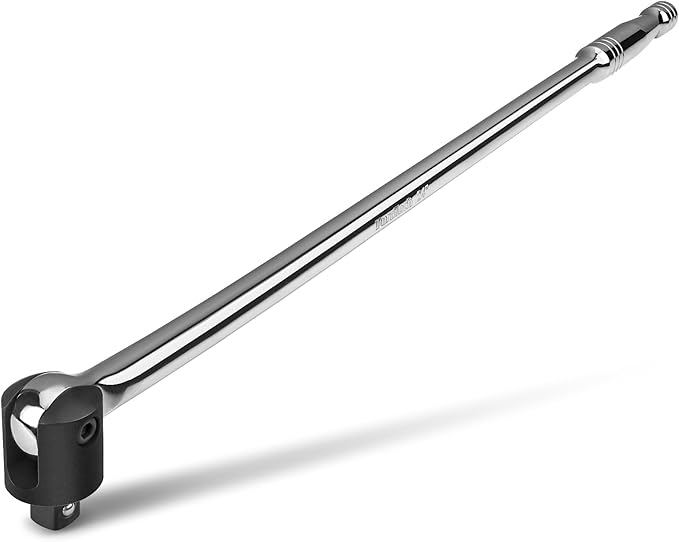 DURATECH Breaker Bar, 1/2'' Drive 24-Inch Breaker Bars Heavy Duty, with 240째 Flex Head, Spring-loaded Detent Ball, Premium Chrome Alloy Made