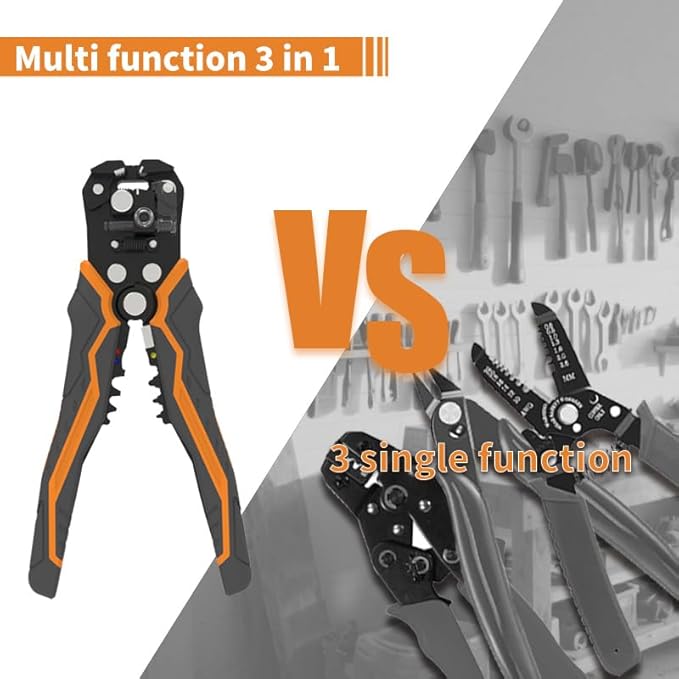 TULEDE 251 PCS Wire Stripper Kit, Automatic Wire Stripper for AWG 10-24 with 201 Insulated Terminals and 50 Cable Ties, Professional Electrician Tool Set for Electrical Work