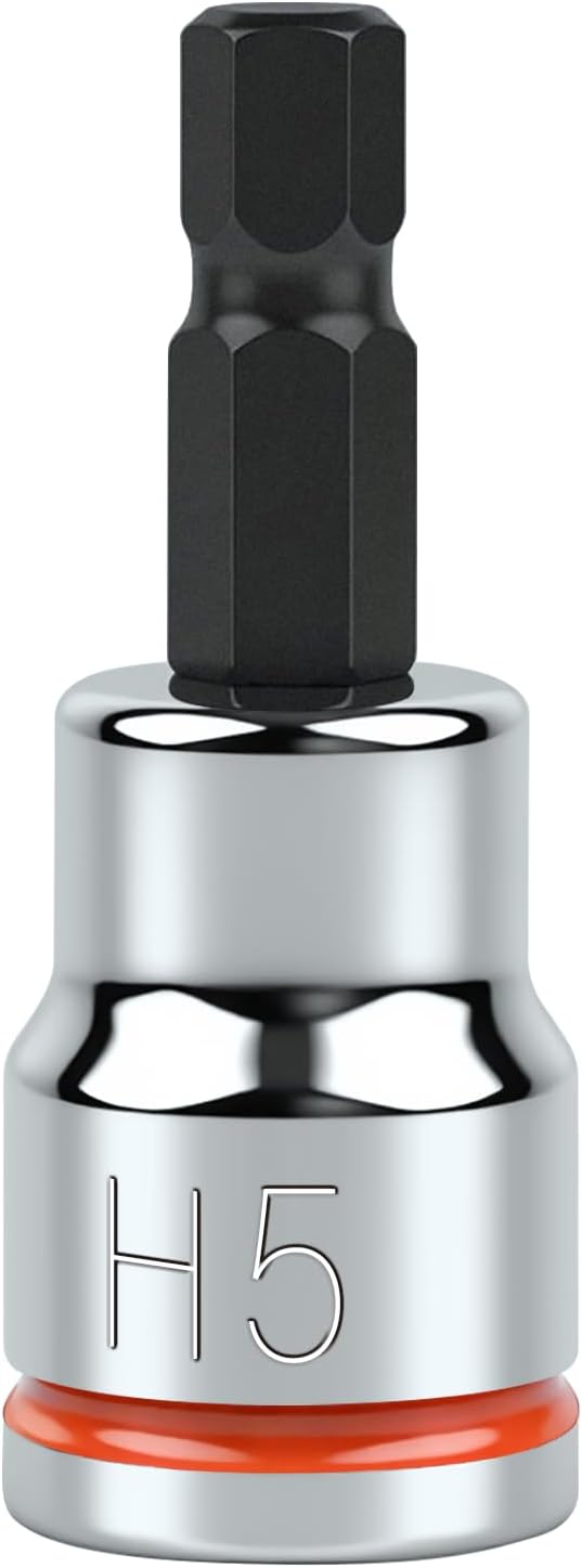 3/8 Inch Drive Hex Bit Socket, H5, Full Polished, Premium CR-V & S2 Alloy Steel Head Made for Auto/Mechanical