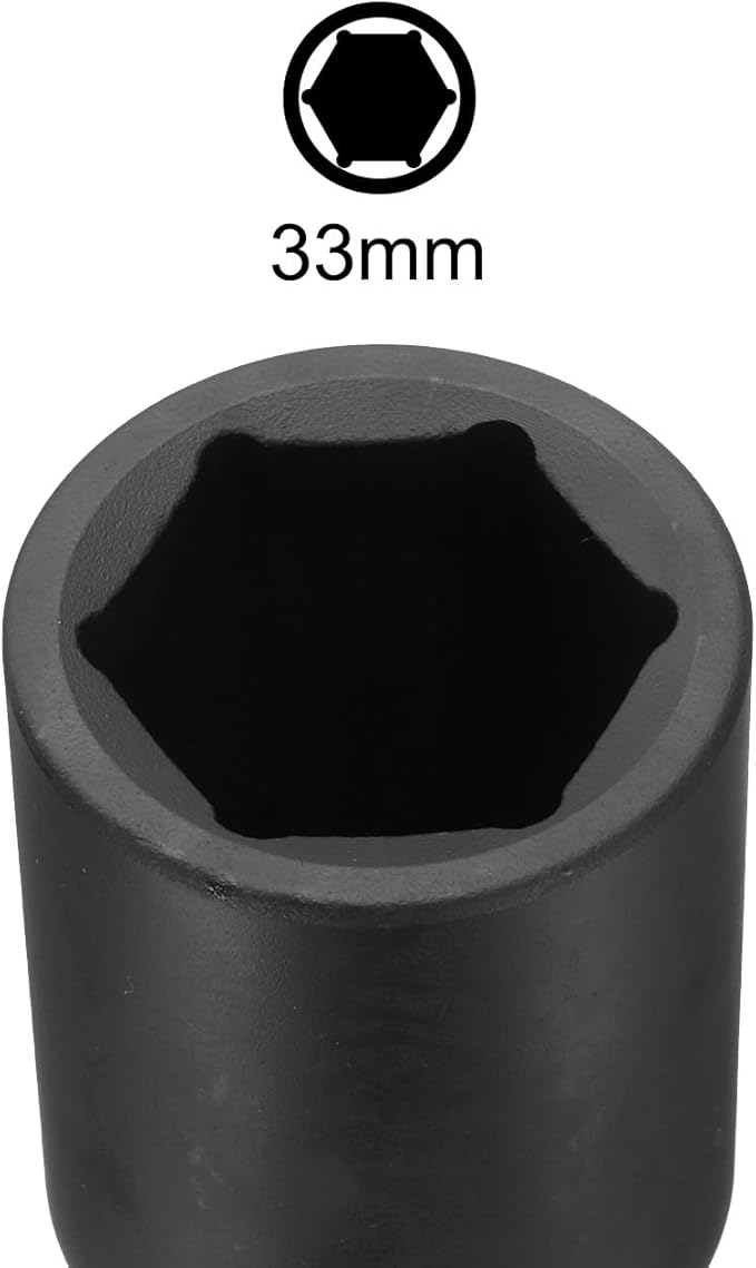 uxcell 3/4-Inch Drive 33mm 6-Point Deep Impact Socket, CR-MO Steel 78mm Length, Metric Sizes
