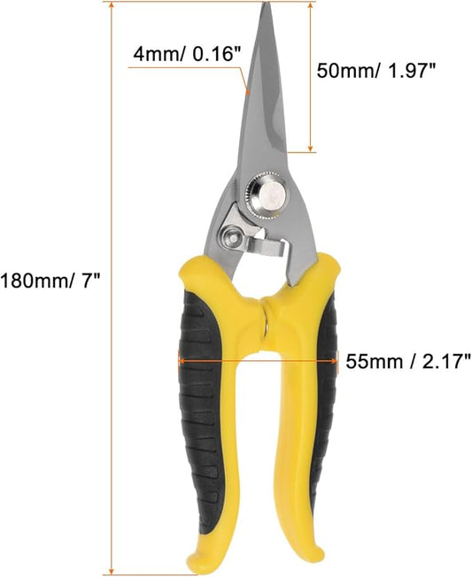 HARFINGTON Industrial Scissors 7 Inch Stainless Steel Shears Blades with Black Yellow Handle for Cutting Thin Metal Copper Sheets