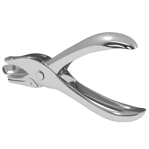 1/4 Inch Small Hole Punch, Metal Handheld Mini Single Hole Punch - Circle Shape, 8 Sheet Capacity for Tags, Clothing, Tickets, Cards & Crafts, Silver