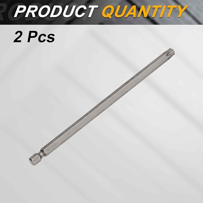 HARFINGTON 2pcs T40 Torx Head Screwdriver Bit 1/4" Hex Shank 6" (150mm) Long Magnetic No Hole Tip Tamper Proof 6 Point Star Screw Driver Drill Bits S2 Steel Industrial Power Screwdrivers