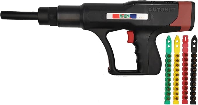 WEKEN Automatic Powder Actuated Tool ??Quiet Nail Gun for Concrete & Steel, Heavy Duty Recoil-Free Fastener with Auto Piston Return, Power Adjustment Dial, OSHA Compliant
