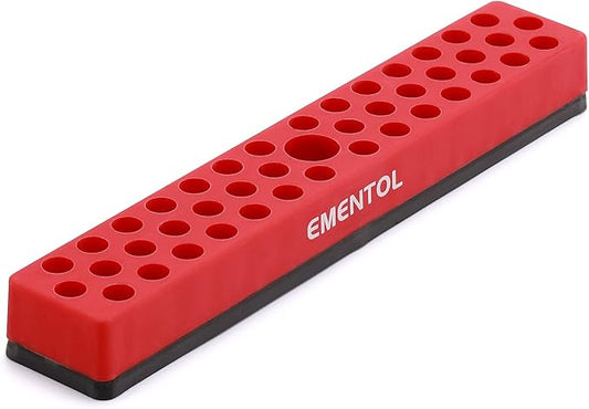 EMENTOL 1/4" Magnetic Bits Holder - Red, 43PCS Hole, Bit Organizer with Strong Magnetic, Magnetic Bits Organizer