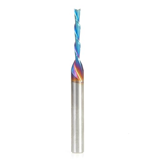 Amana Tool 48216-K SC Spektra Extreme Tool Life Coated Spiral Plunge 3mm Dia x 20mm CH x 6mm SHK 63mm Long Down-Cut Router Bit for Drilling Shelf Pin Holes