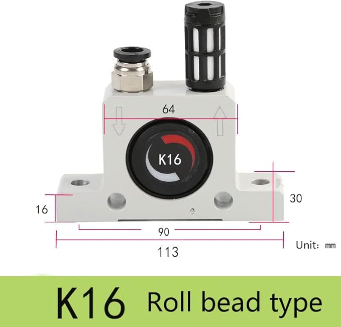 K 1/4'' K16 Thread Pneumatic Vibrator Power Concrete Vibrator Ball Type Aluminum Alloy Air Turbine Oscillator with Silencer