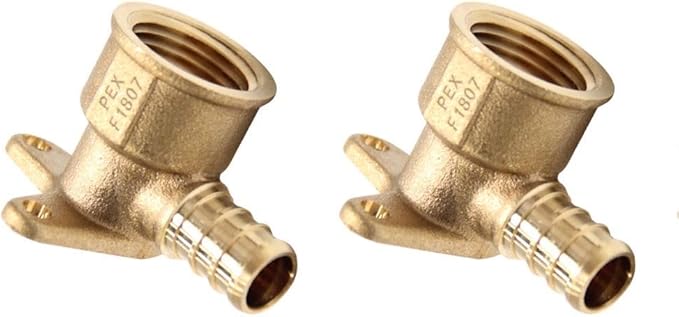 (Pack of 2) EFIELD Pex 1/2 Inch x 1/2 Inch Female NPT Drop-ear Elbow, Barb Crimp Brass Fitting for Transition from Pex to Threaded,(PEX1807154)