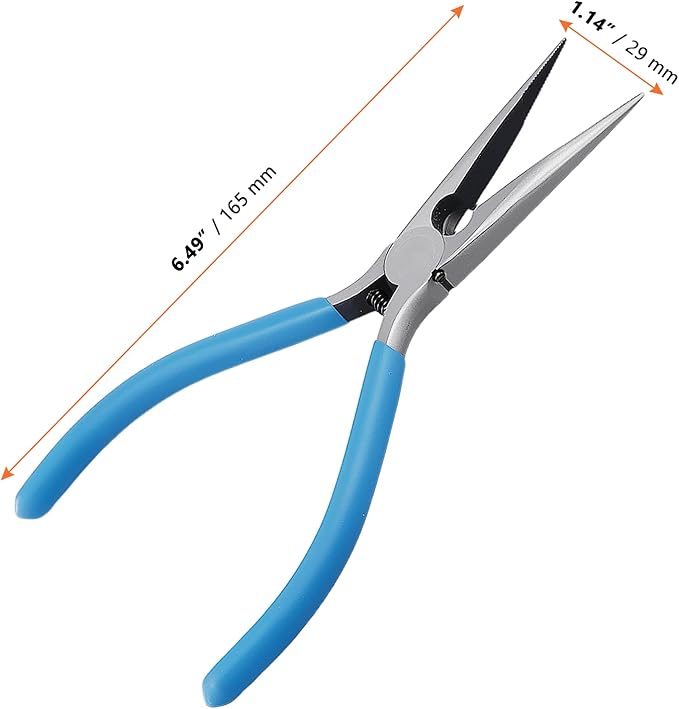 SINJEUN 3 Pack Small Needle Nose Pliers, 6.5 Inch Long Nose Pliers with Spring Loaded for Jewelry Craft Making Electronics Repair