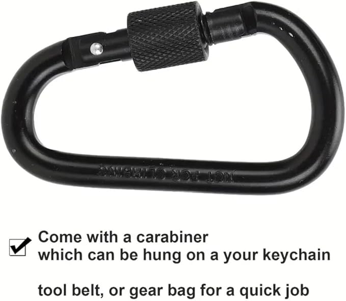 Bit Holder Keychain 6pcs - 1/4 inch Hex Shank Bit Holders - Quick Release Design for Nut Driver, Screwdriver & Drill Bits - Aluminum Alloy, Black - Include Keychain Carabiner - Gift for Men