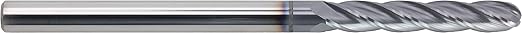 CME 5 pcs Micrograin Carbide End Mills, Ball Nose, TiAlN Coated, 1/4" Mill Diameter, 1 1/2" Length of Cut, 4" Overall Length, 4 Flute, Center Cutting
