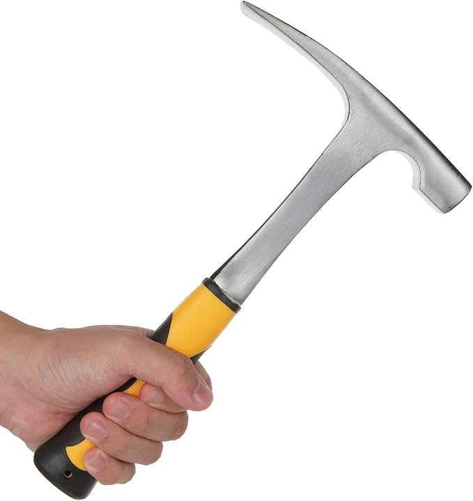 Acrux7 Brick Hammer 35 oz 12 Inch Masonry With Skid Handle - Geology Pick 2.2lb - Premium Carbon Steel, Pointed Tip, Strong Impact Resistance