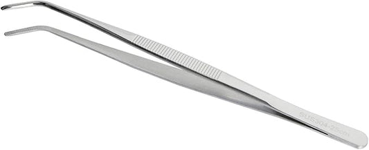 Aoje-Link 304 Stainless Steel Tweezers with Curved Serrated Tip Sewing Machine Electronic Repair Tweezers Pliers Multi-Purpose Tweezers Tool Pliers Silver 1pcs