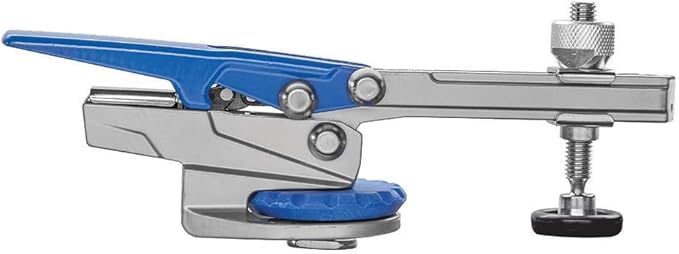 Rockler Auto-Lock T-Track Hold Down Clamp ??Adjustable Clamps for Woodworking w/Set Screw - T Tracks Woodworking Hold Down Clamps Pivots 3600 to Minimize Obstructions ??Heavy-Duty Metal T-Track Stop