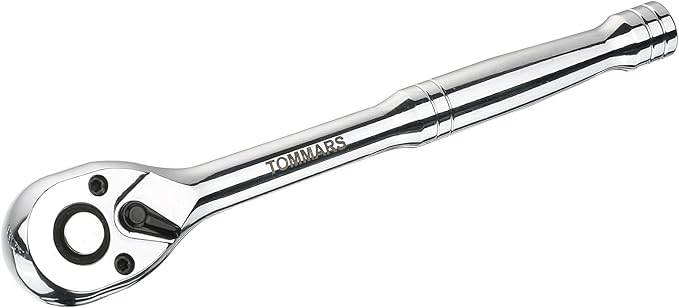 TOMMARS 3/8" Drive Ratchet Socket Wrench, 72-Tooth Quick-Release Socket Ratchet Wrench Reversible, Gifts for Men Mechanic Hand Tools
