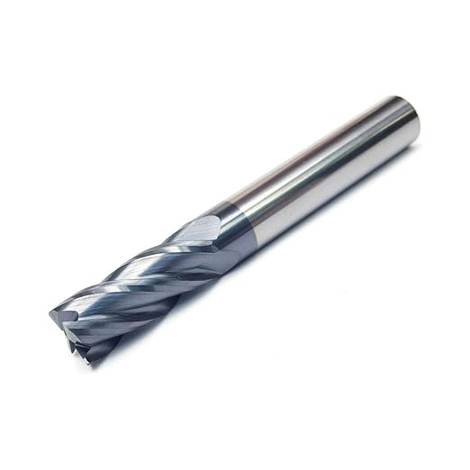 3/8" Carbide Square End Mill, HRC 45 Deg Single End 4 Flute AlTiN Coating Mill Bits
