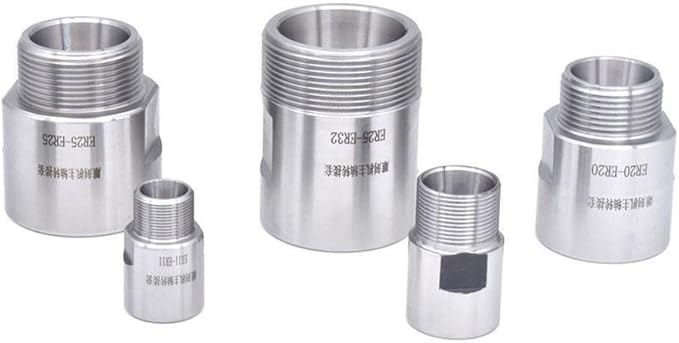 Spindle Extension Rod Thread Adapter ER11 ER16 ER20 ER25 ER32 Collet Chuck with Nut Compatible with CNC Motor Rotor for Industrial Engraving and Milling Machine Use(ER20-ER20 With Nut)