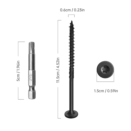 4-1/2 Inch Deck Screws 300Pcs, Heavy-Duty Outdoor Wood Screws, Rust Resistant epoxy Coated for Timber/Log/Landscaping Wood, with T30 Star Bit (#14 x 4-1/2")