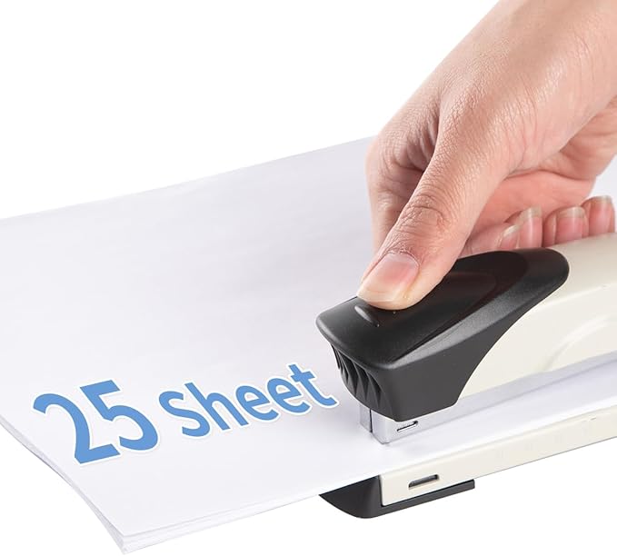 Long Reach Stapler,with 2000 Staples & Stapler Remover Full Strip竊?0-25 Sheet Capacity,with Built-in Ruler and Adjustable Locking Paper Guide, Gray