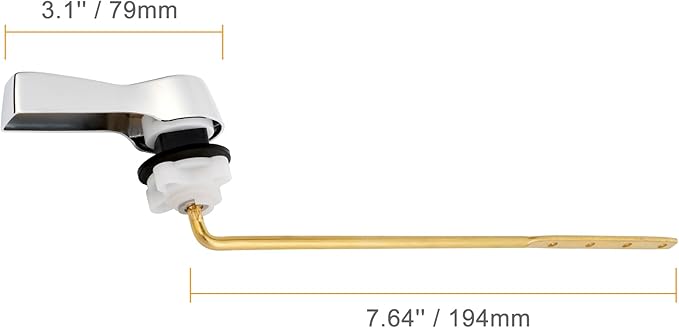 Hibbent 2 Pack Universal Metal Front Mount Toilet Handle, Tank Flush Lever Replacement with 2 Pieces Stainless Steel Flapper Chains for Most Toilets, Chrome Finish