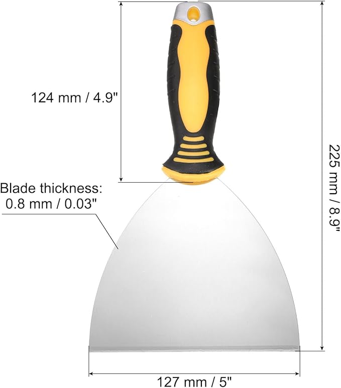uxcell Putty Knife 5" High Carbon Steel Paint Scraper Flexible Drywall Repair Mud Knife for Removing Cement Wallpaper Mud Adhesive Taping with Metal Hammer End
