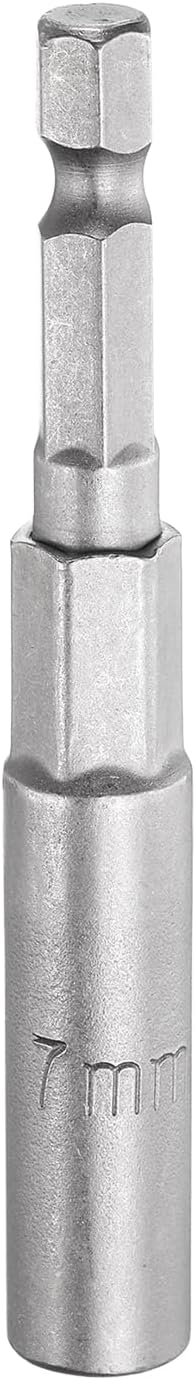 HARFINGTON Nut Driver Drill Bit 7mm Metric Socket 1/4" Hex Shank 3.15" (80mm) Long 6-Point Sockets Quick Change CR-V Steel Bolt Setters for Power Drill Drivers