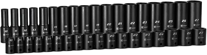 Capri Tools 1/2 in. Drive Shallow and Deep Impact Socket Set, Metric, 10 to 27 mm, 36-Piece