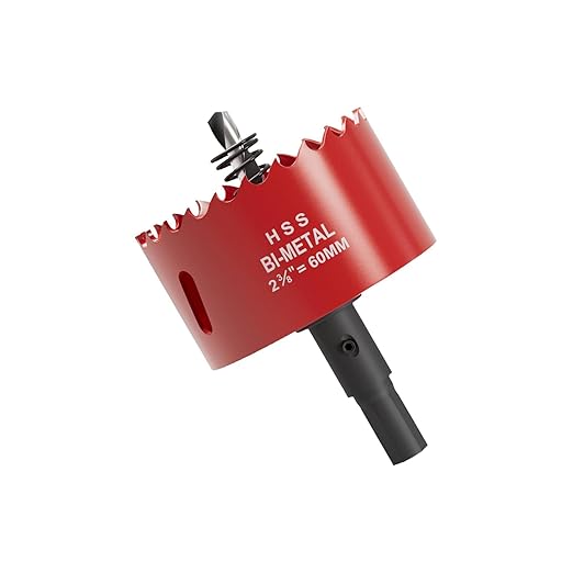 2-3/8" (60mm) Bi-Metal M42 High Speed Steel Hole Saw with Pilot Drill Bit, Smooth Cutting Edge for PVC, Drywall, Wood, Plastic, Gypsum Board, Rubber, Thin Metal