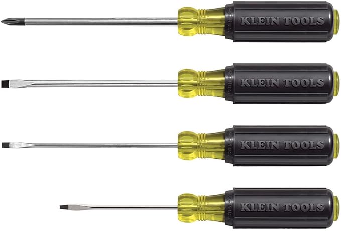 Klein Tools 85484 Screwdriver Set, Made in USA, Mini Slotted and Phillips Screwdrivers with Tip-Ident and Premium Chrome Plated Shafts, 4-Piece