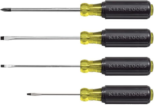 Klein Tools 85484 Screwdriver Set, Made in USA, Mini Slotted and Phillips Screwdrivers with Tip-Ident and Premium Chrome Plated Shafts, 4-Piece