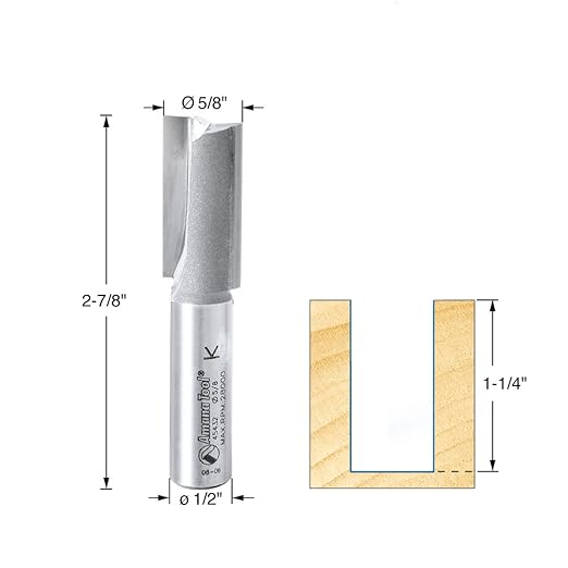 Amana Tool - 45432 Carbide Tipped Straight Plunge 5/8 Dia x 1-1/4 x 1/2" Shank