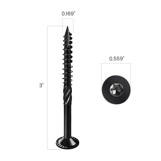 Deck Screws #14 x 3 inch, (211pcs) 5lb Heavy Duty Outdoor Wood Screws,Black Rust Resistant Epoxy Coated,Torx Drive Head,with T30 Star Bit