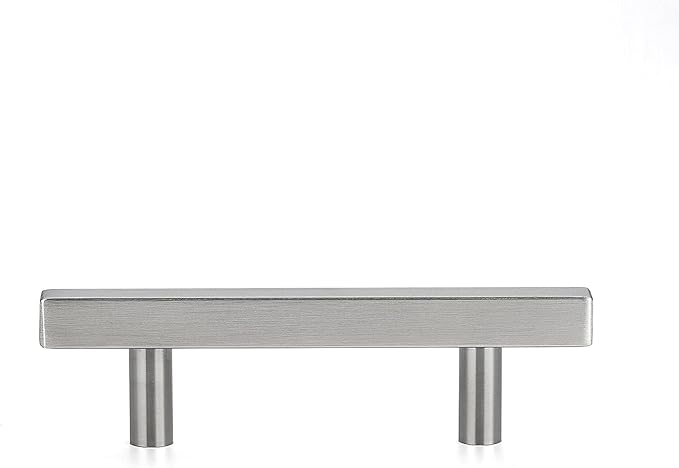 Ravinte 15 Pack 3-3/4 Inch Cabinet Pulls Brushed Nickel Sqaure Kitchen Cabinet Handles Silver Cabinet Hardware Stainless Steel Drawer Pulls 6 Inch Overall Length with Mounting Template