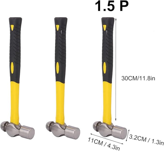 3 Pack 24 ounce Ball Pain Hammer, metal Ball Peen Hammer with soft anti slip handles, perfect for maintenance, use, camping