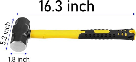 2 PCS 14 Inch 4 Lb Sledge Hammer, 4 Pound Drilling Hammer With Fiberglass Handle, Forged Steel Construction Non-Slip Shock Absorbing Grip for Construction, Industrial, Home Use