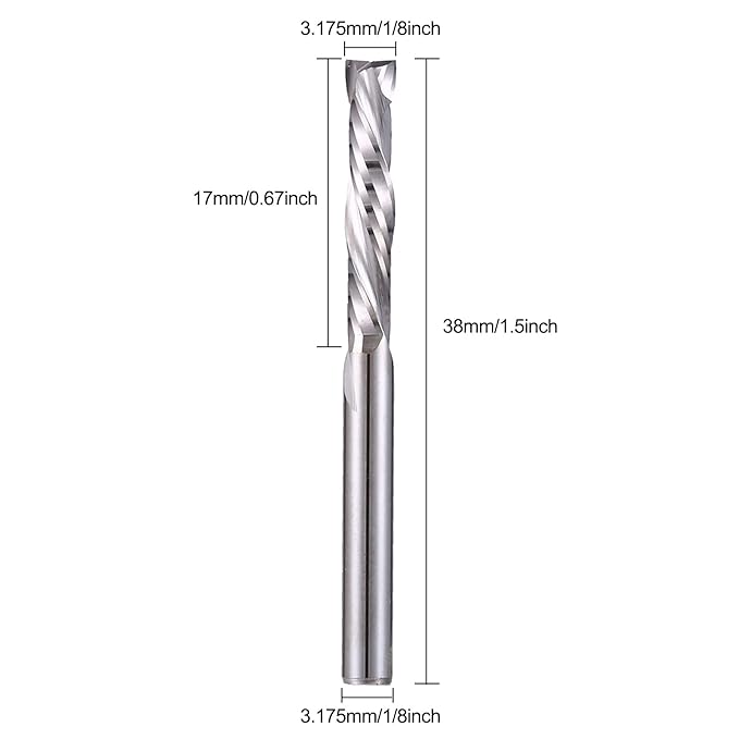HOZLY Carbide Compression Router Bit Up&Down End Mills 1/8 inch Shank with 1/8 inch Cutter for CNC Mill Machine Wookwork 3D Profile Detail Engraver Carving Pack of 10