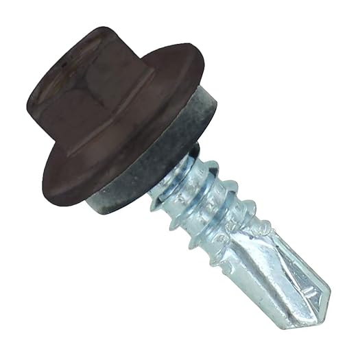 Fasteners Plus ST Fastening Maxx SteelBinder Metal to Metal #12 X 3/4" Koko Brown Screws with EPDM Rubber Washer, 250-Count - Designed for Roofing and Siding Panels